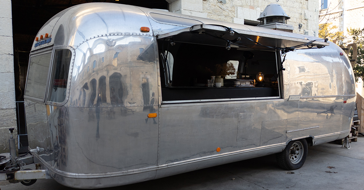 Airstream Travel Trailer with Mirrored Aluminum Finish. 