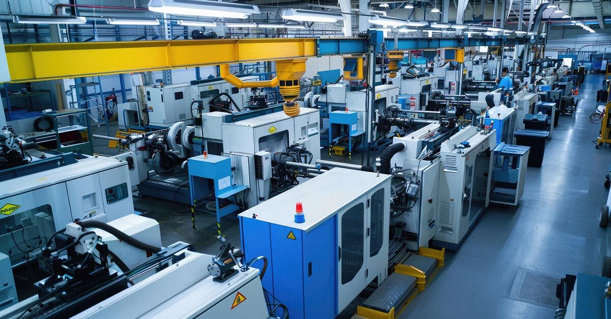 CNC Machine Shop Overhead overhead view of a cnc machine shop